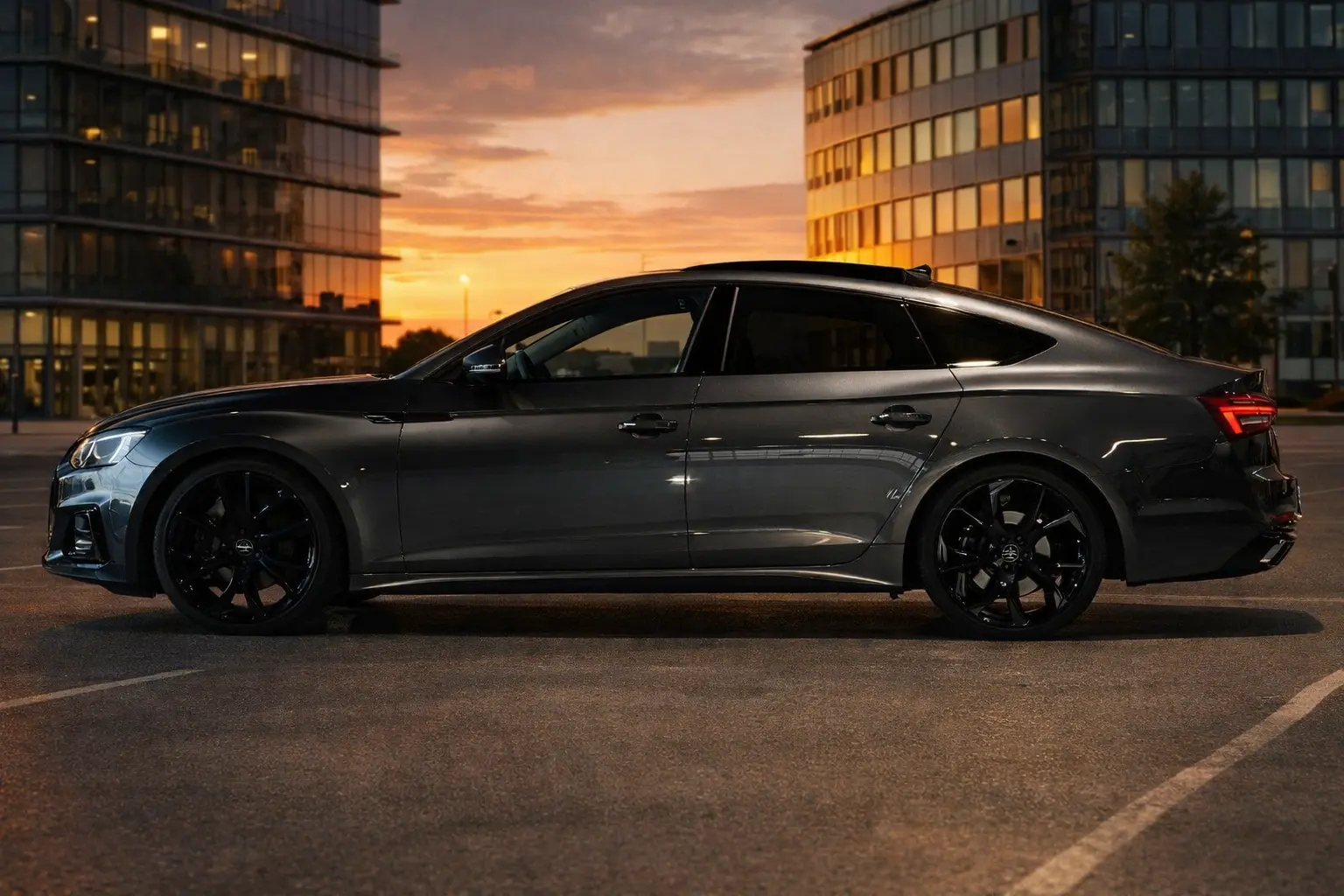 audi-a5-sportback-35-tfsi-zijkant-avond-kantoor-lease