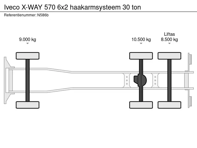 Iveco X-Way 570 6x2 haakarmsysteem 30 ton 2025 Diesel 22